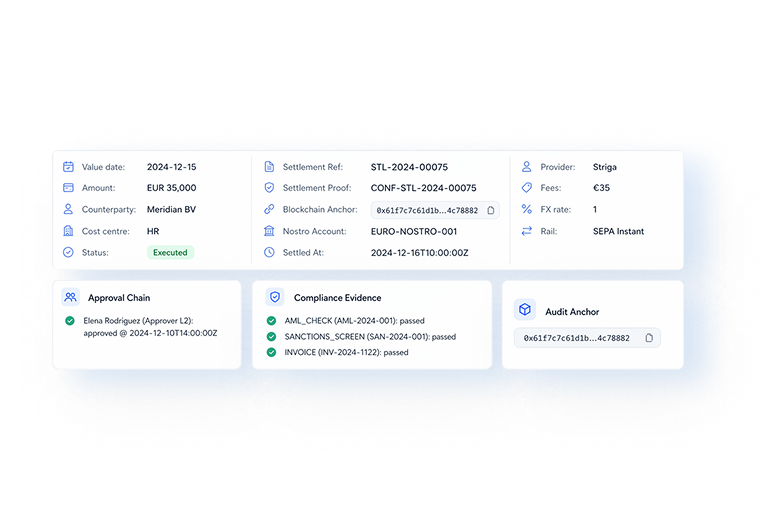 Vuzza audit and payment record view